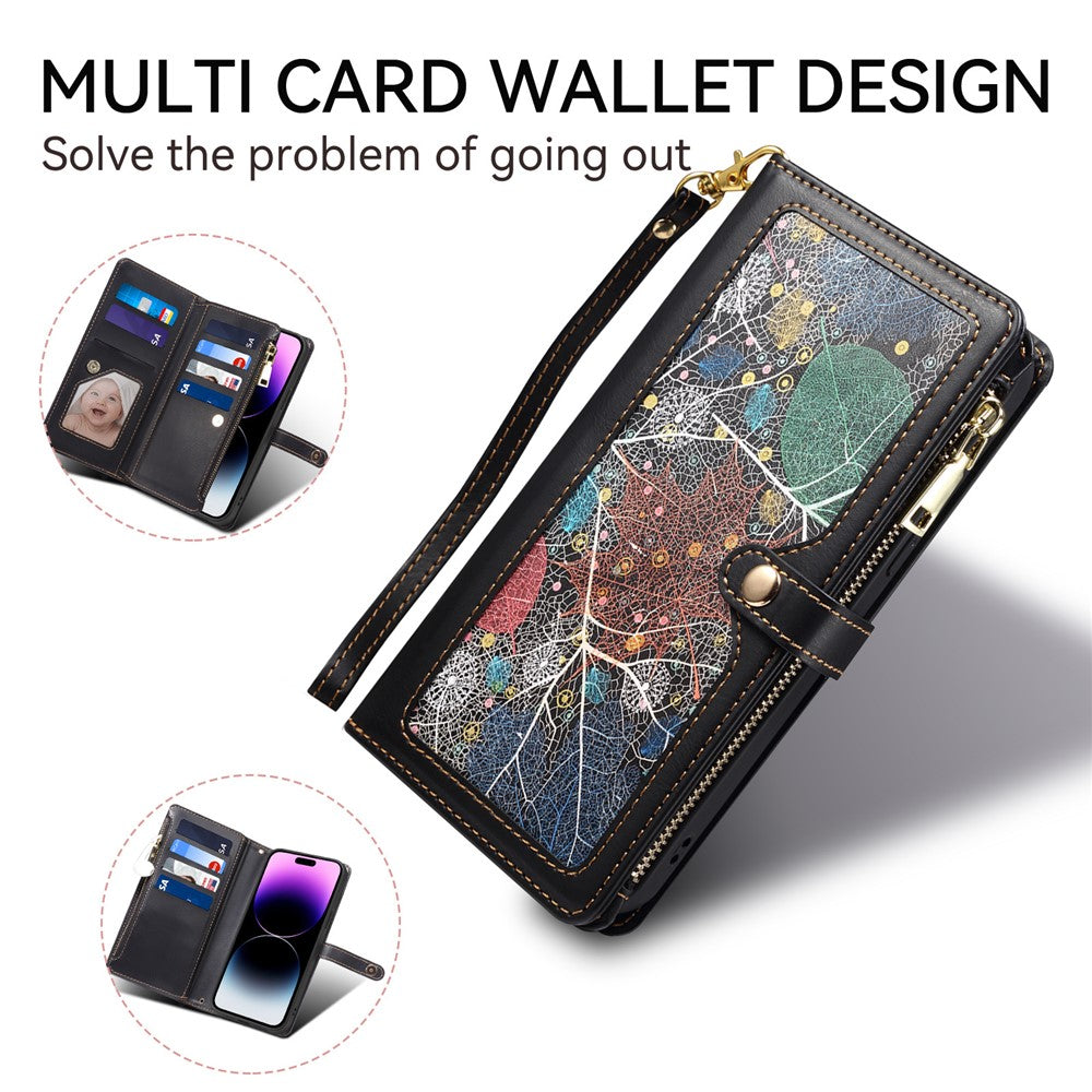 ESEBLE Galaxy Series For Samsung Galaxy S25+ Case Leather Zipper Phone Cover RFID Blocking