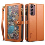 ESEBLE Galaxy Series For Samsung Galaxy S25+ Case Leather Zipper Phone Cover RFID Blocking