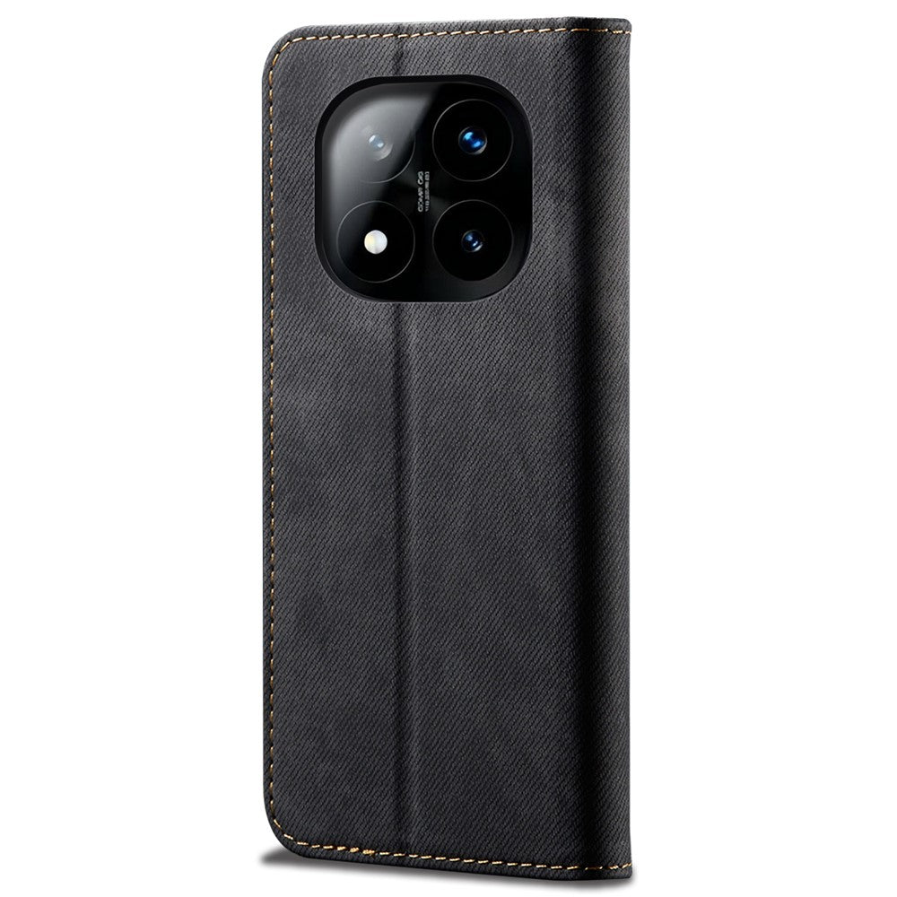 For Xiaomi Redmi Note 14 Pro 5G / Poco X7 5G Case Jeans Cloth Texture Anti-Scratch Leather Stand Phone Cover