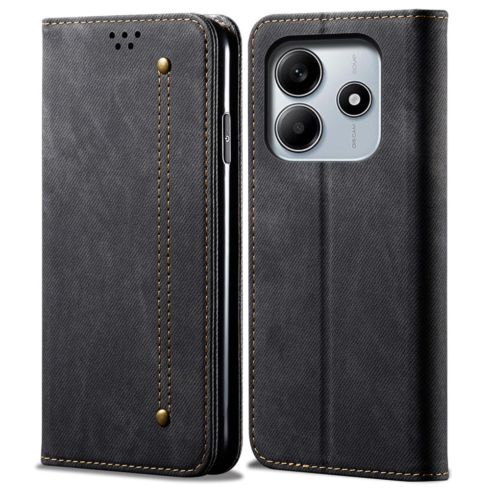 For Xiaomi Redmi Note 14 5G Case Jeans Cloth Texture Anti-Scratch Leather Stand Phone Cover