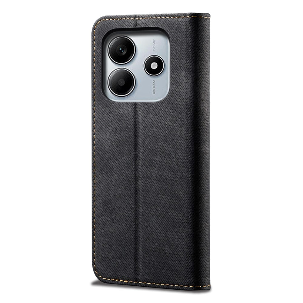 For Xiaomi Redmi Note 14 5G Case Jeans Cloth Texture Anti-Scratch Leather Stand Phone Cover