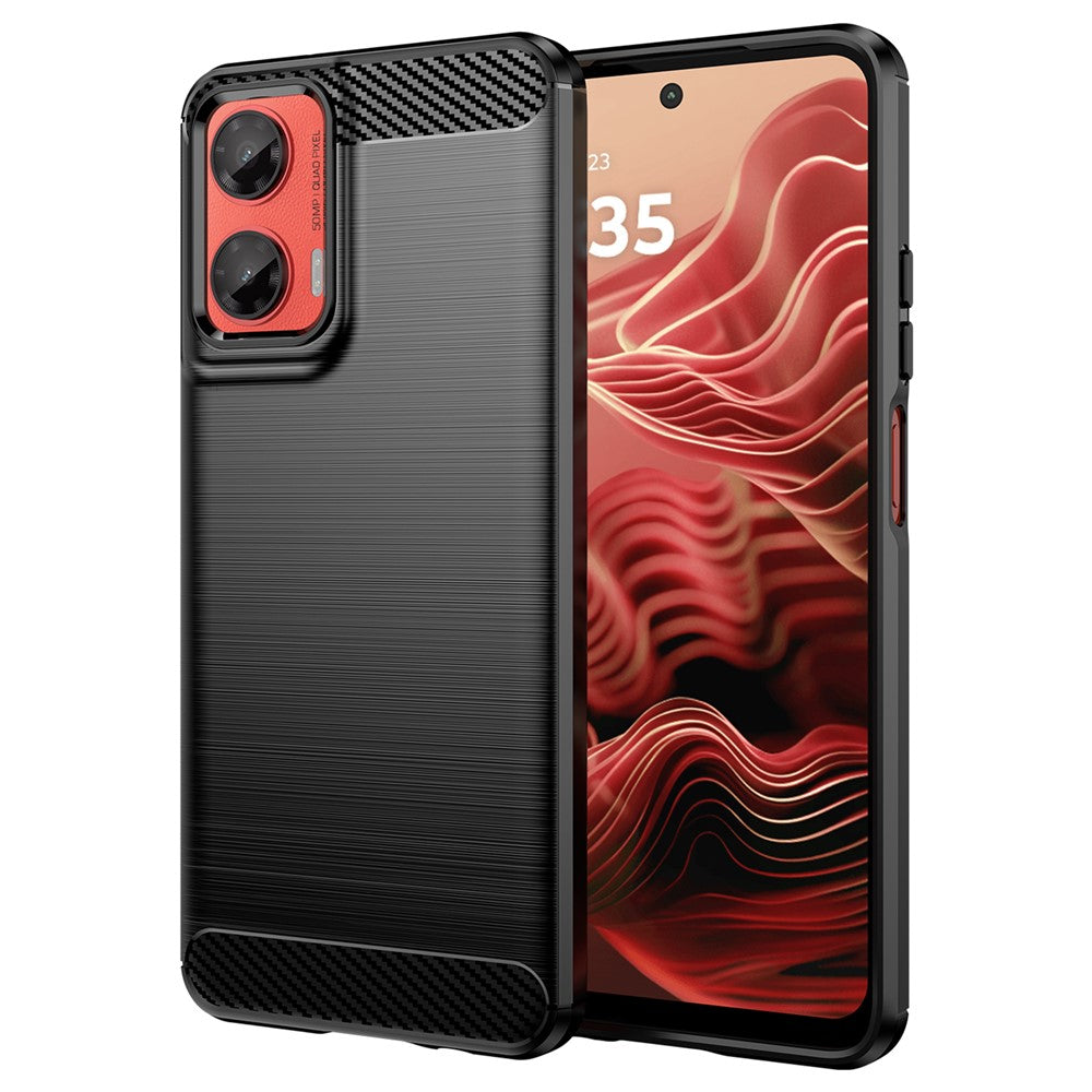 For Motorola Moto G35 5G Case Carbon Fiber Texture TPU Brushed Phone Cover