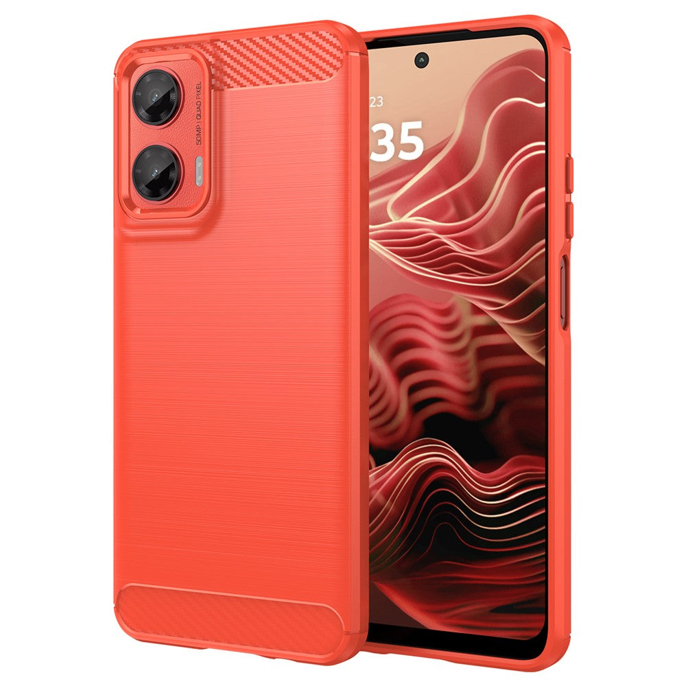 For Motorola Moto G35 5G Case Carbon Fiber Texture TPU Brushed Phone Cover