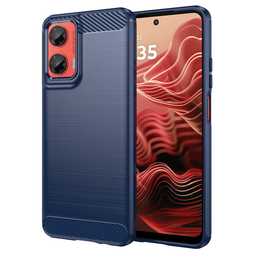 For Motorola Moto G35 5G Case Carbon Fiber Texture TPU Brushed Phone Cover
