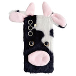 For Samsung Galaxy S25 Case Fluffy Cute Cow Winter Plush Inner TPU Phone Cover