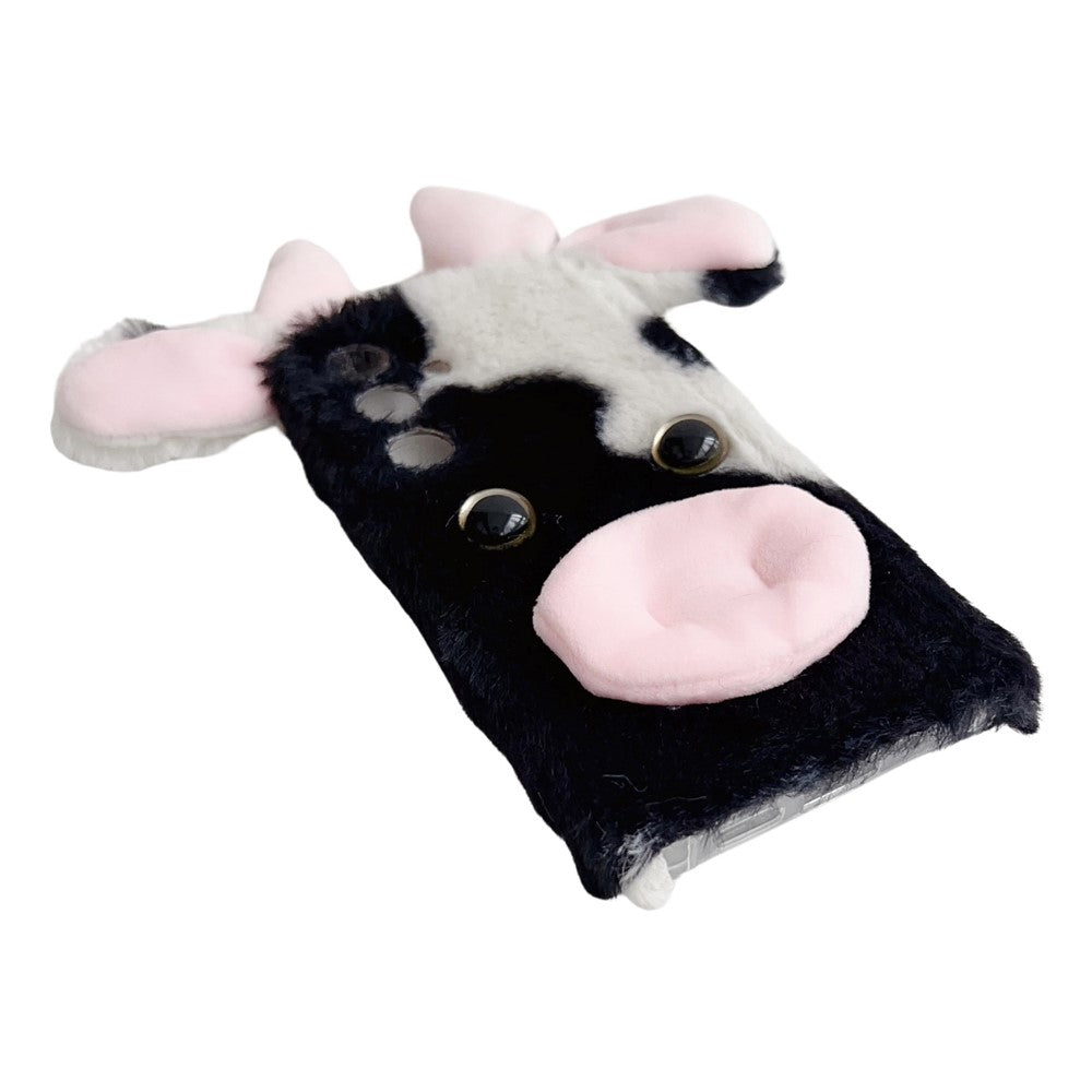 For Samsung Galaxy S25 Case Fluffy Cute Cow Winter Plush Inner TPU Phone Cover