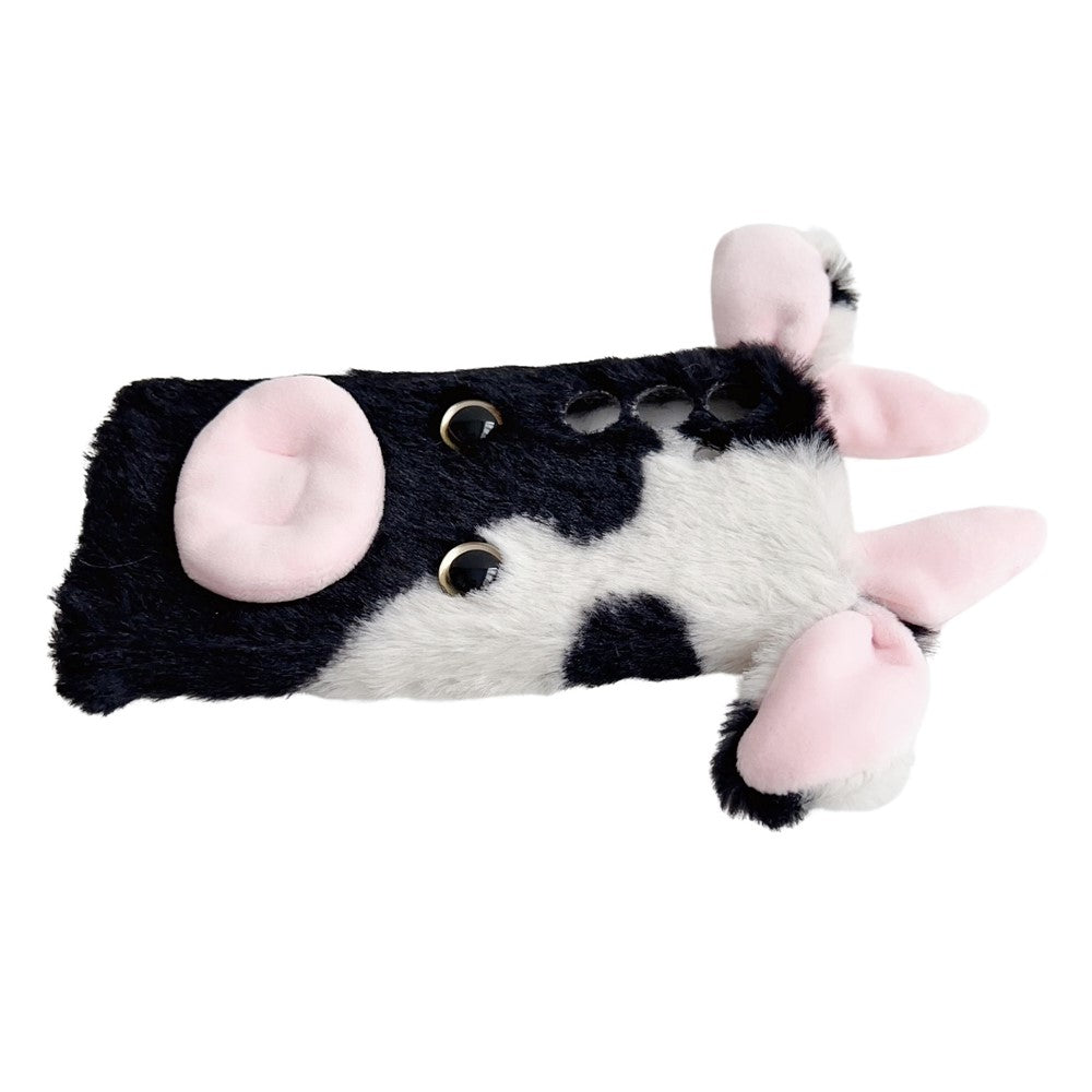 For Samsung Galaxy S25 Case Fluffy Cute Cow Winter Plush Inner TPU Phone Cover