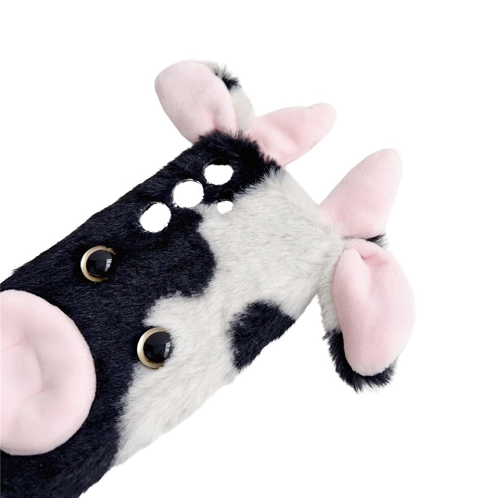 For Samsung Galaxy S25 Case Fluffy Cute Cow Winter Plush Inner TPU Phone Cover