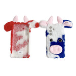 For Samsung Galaxy S25 Case Fluffy Cute Cow Winter Plush Inner TPU Phone Cover