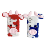 For Samsung Galaxy S25 Case Fluffy Cute Cow Winter Plush Inner TPU Phone Cover