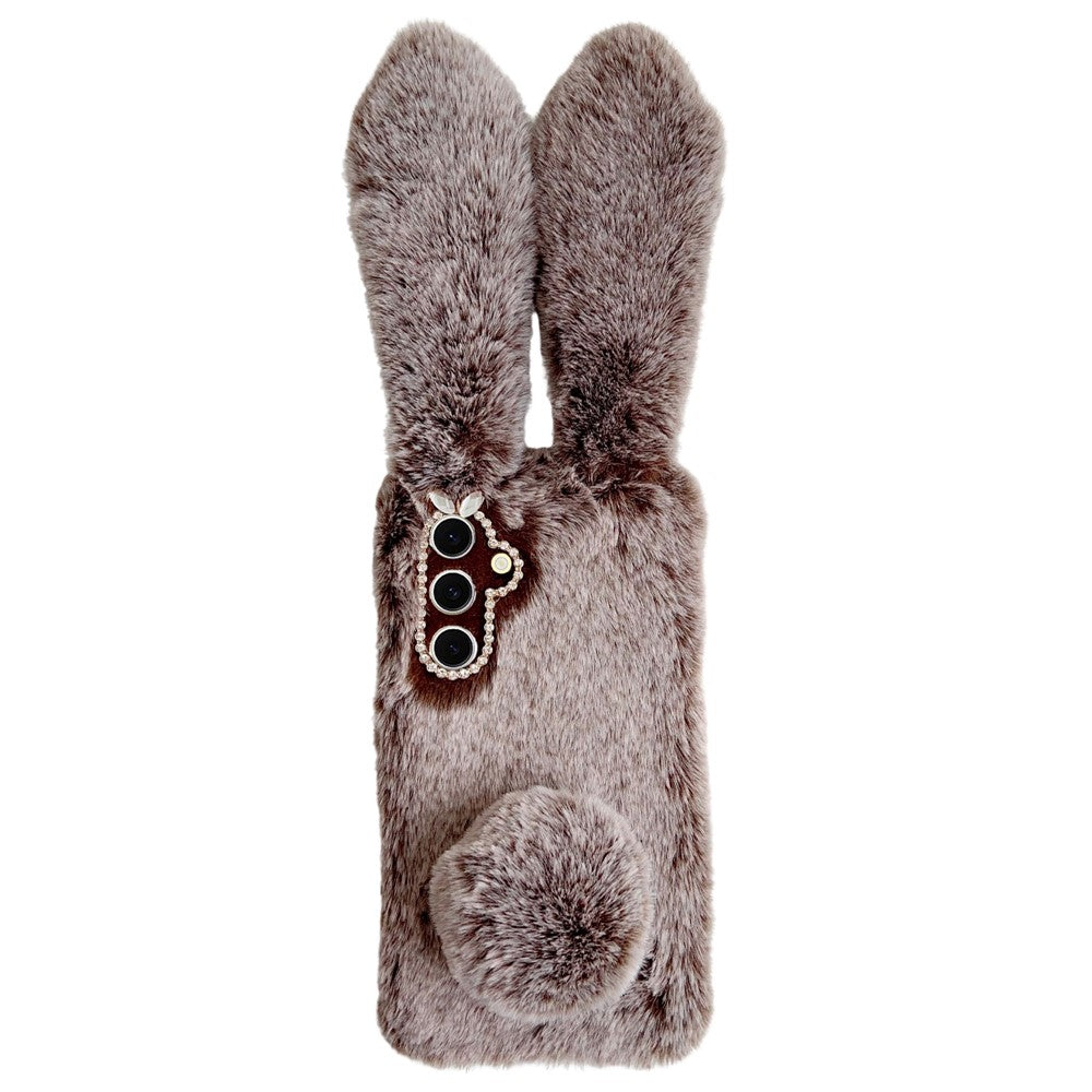 For Samsung Galaxy S25+ Case Plush Cute Bunny Winter Fluffy TPU Phone Cover