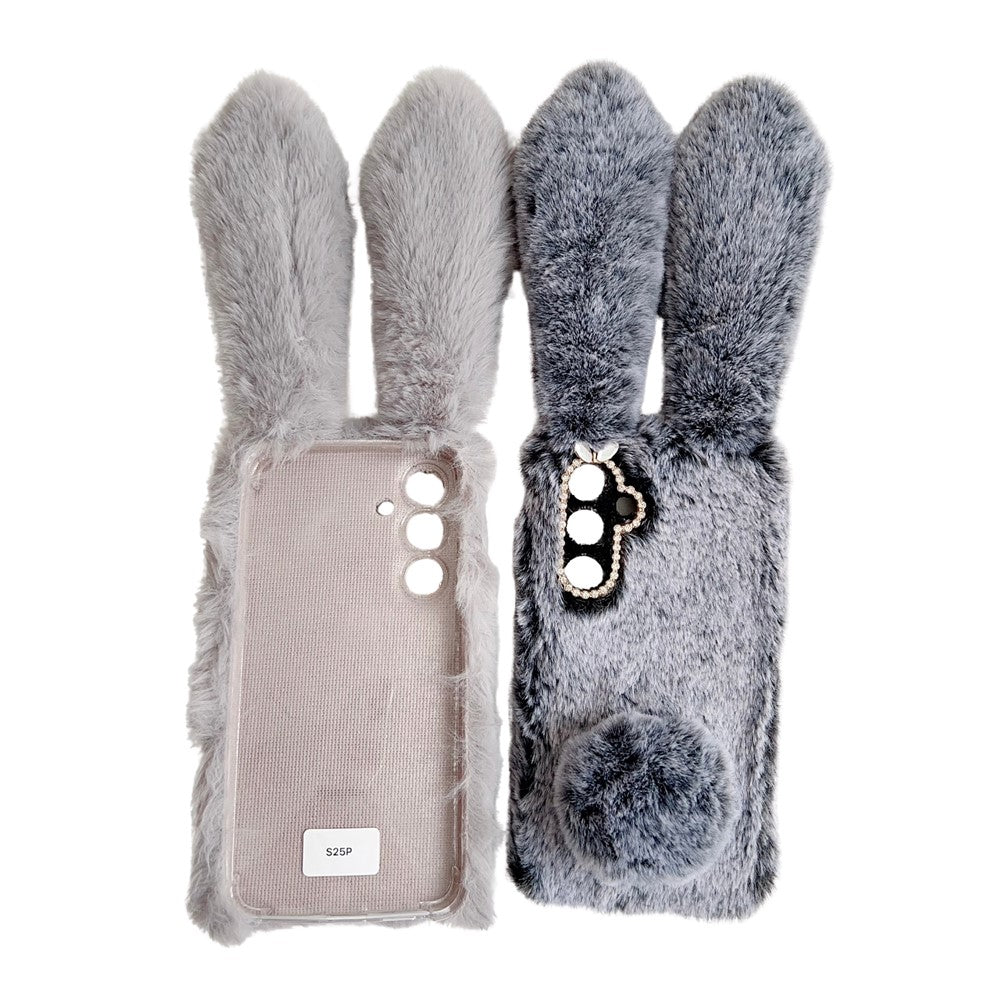 For Samsung Galaxy S25+ Case Plush Cute Bunny Winter Fluffy TPU Phone Cover