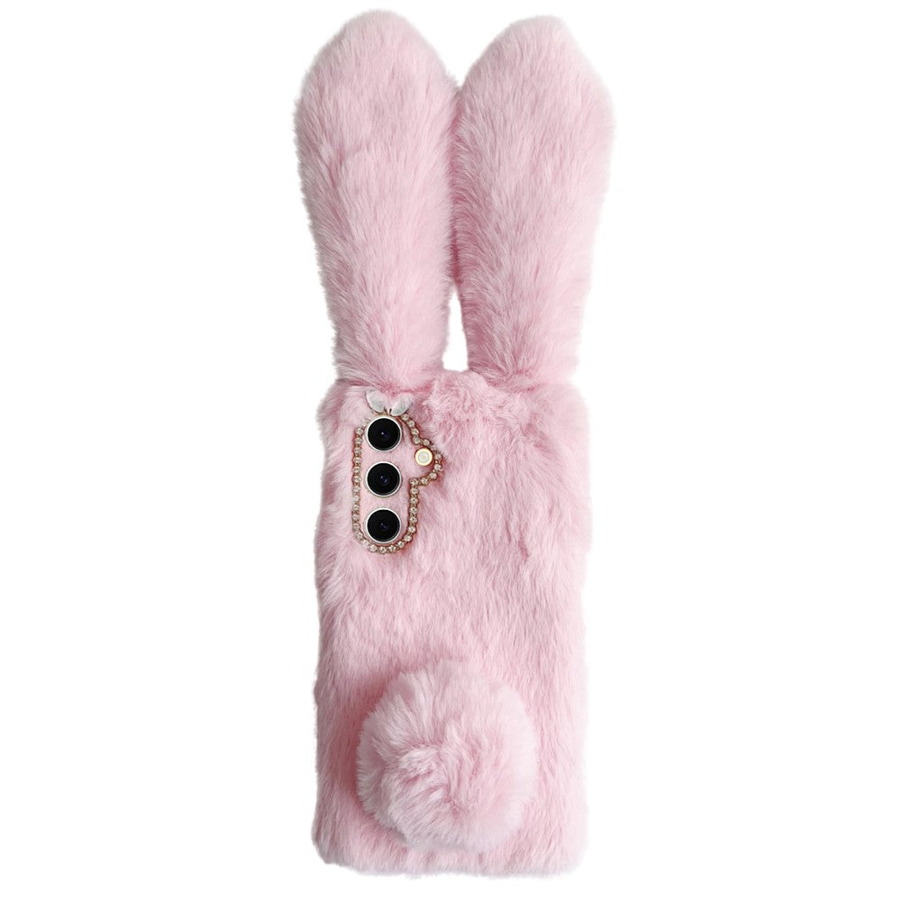For Samsung Galaxy S25+ Case Plush Cute Bunny Winter Fluffy TPU Phone Cover