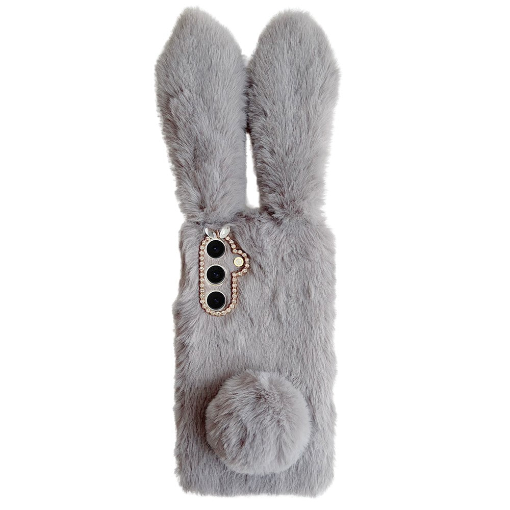 For Samsung Galaxy S25+ Case Plush Cute Bunny Winter Fluffy TPU Phone Cover