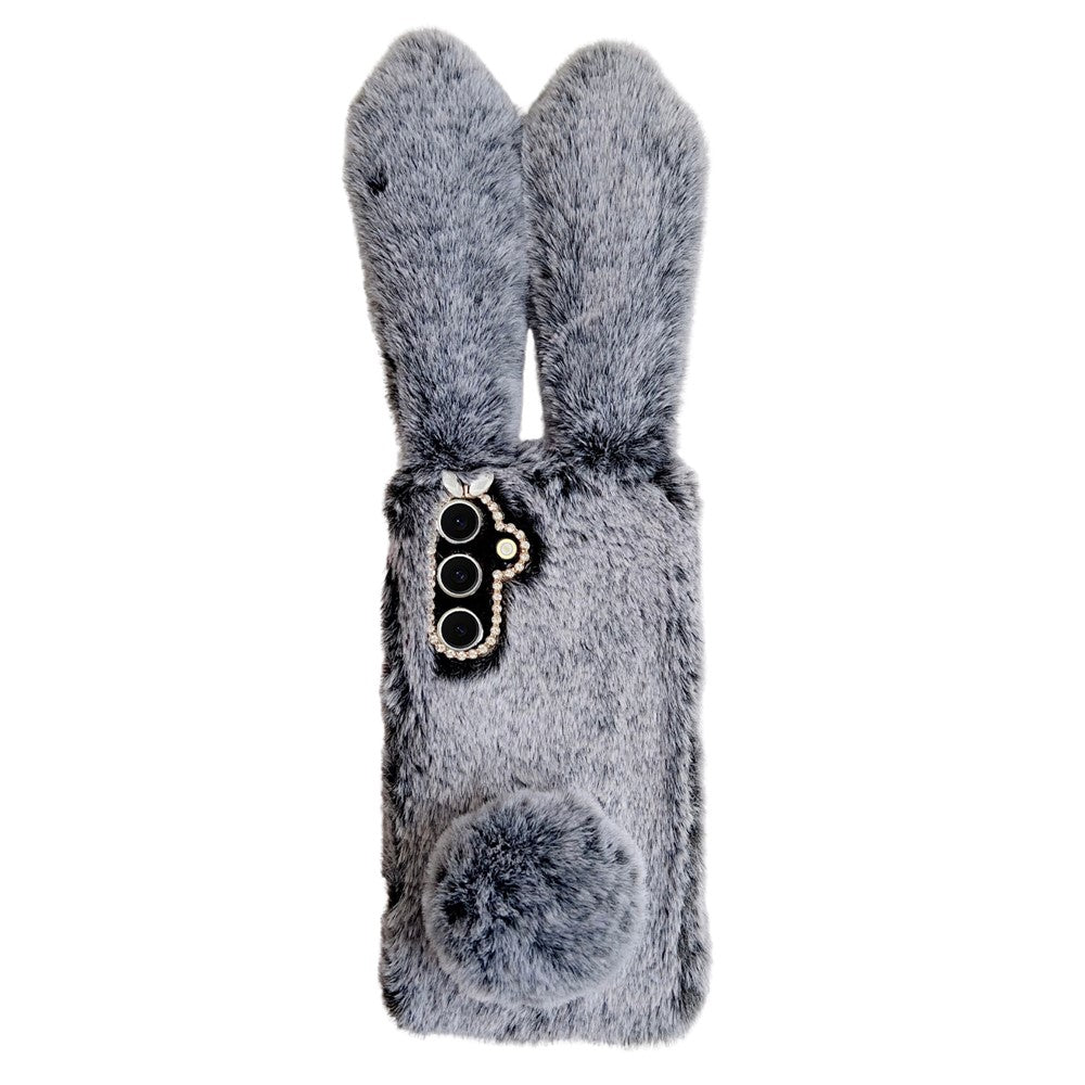 For Samsung Galaxy S25+ Case Plush Cute Bunny Winter Fluffy TPU Phone Cover