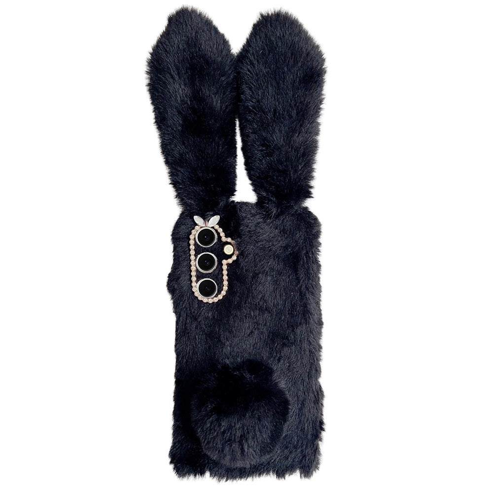 For Samsung Galaxy S25+ Case Plush Cute Bunny Winter Fluffy TPU Phone Cover