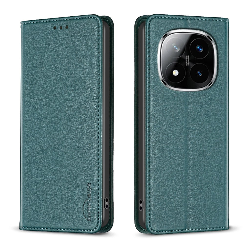 BINFEN COLOR BF18 For Xiaomi Redmi Note 14 Pro+ 5G / Note 14 Pro 5G / Poco X7 5G Leather Case Card Slots Phone Cover