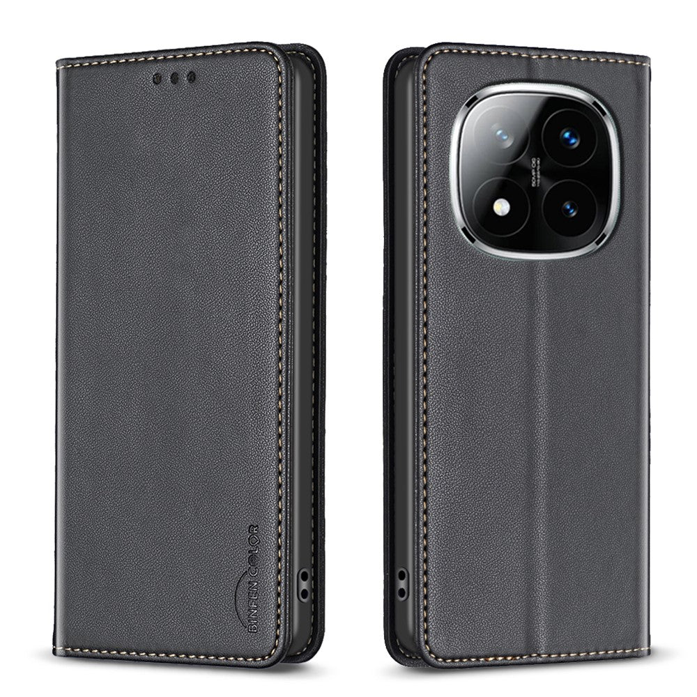 BINFEN COLOR BF18 For Xiaomi Redmi Note 14 Pro+ 5G / Note 14 Pro 5G / Poco X7 5G Leather Case Card Slots Phone Cover