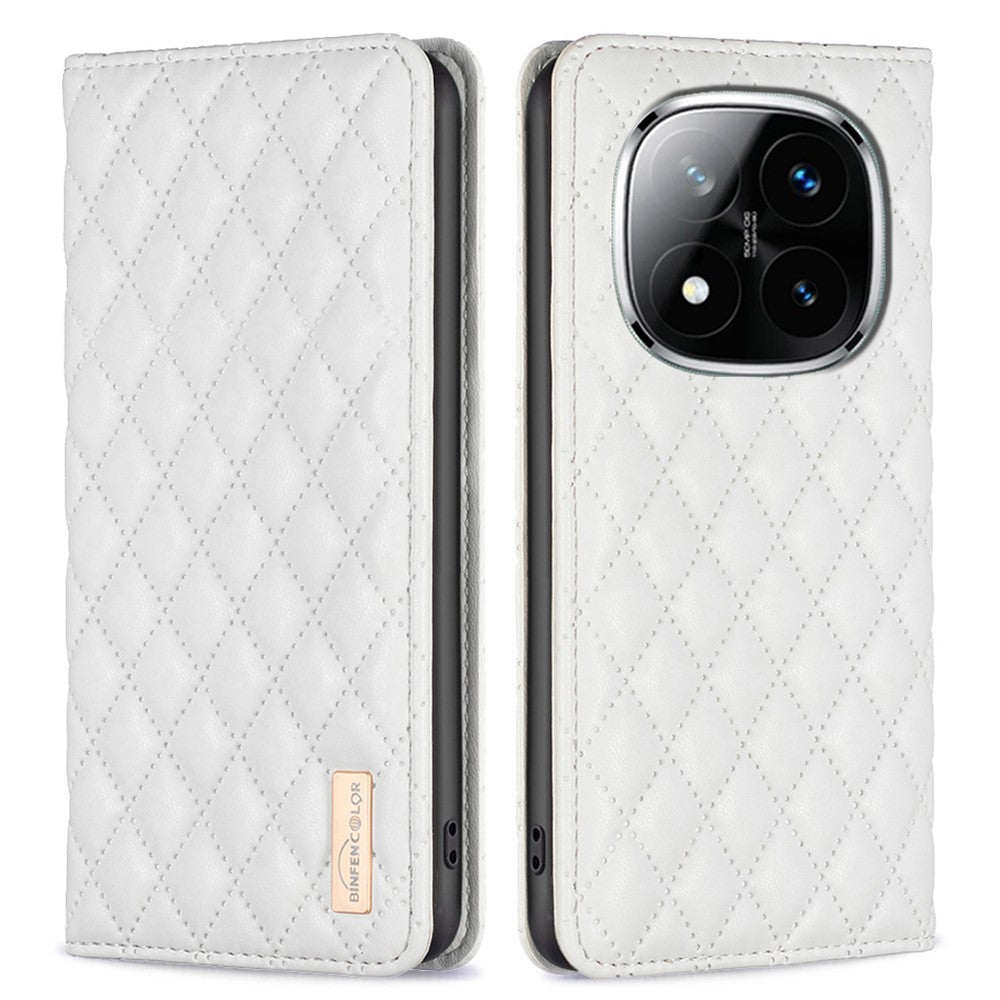 BINFEN COLOR BF Style-16 For Xiaomi Redmi Note 14 Pro+ 5G / Note 14 Pro 5G / Poco X7 5G Case Card Slots Rhombus Leather Cover