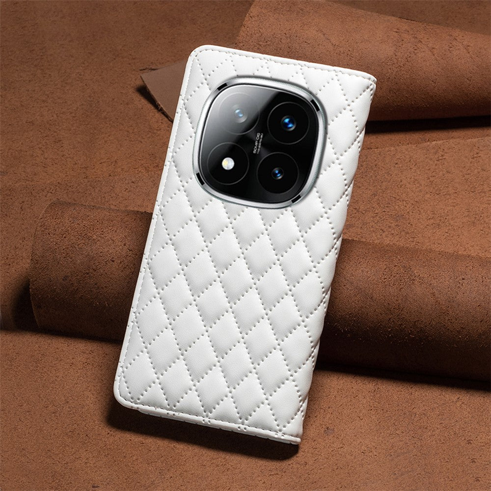 BINFEN COLOR BF Style-16 For Xiaomi Redmi Note 14 Pro+ 5G / Note 14 Pro 5G / Poco X7 5G Case Card Slots Rhombus Leather Cover