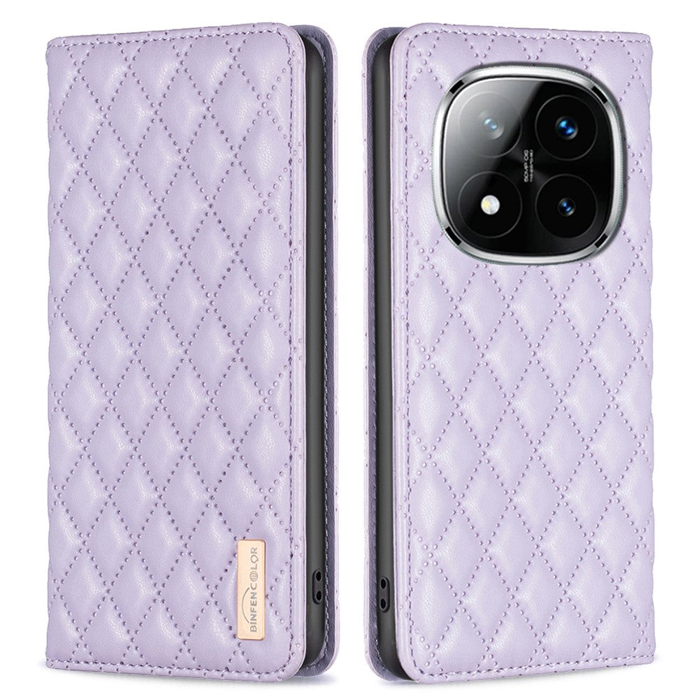 BINFEN COLOR BF Style-16 For Xiaomi Redmi Note 14 Pro+ 5G / Note 14 Pro 5G / Poco X7 5G Case Card Slots Rhombus Leather Cover