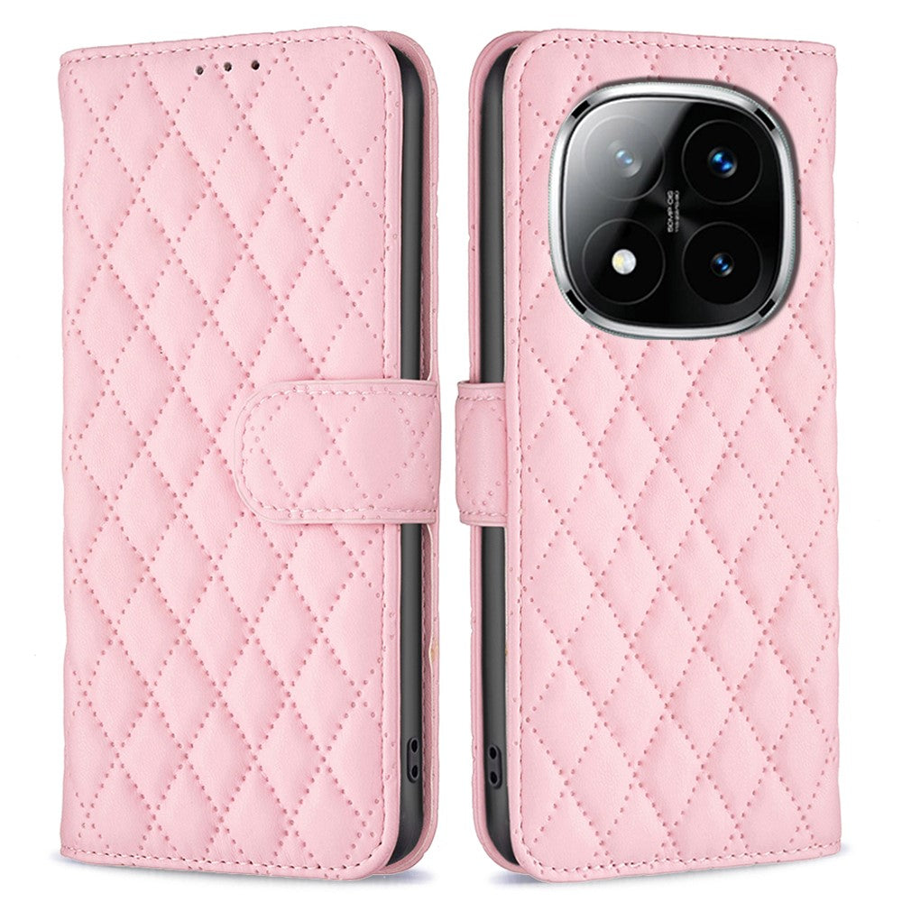 BINFEN COLOR BF Style-14 For Xiaomi Redmi Note 14 Pro+ 5G / Note 14 Pro 5G / Poco X7 5G Case Rhombus Phone Leather Cover Stand