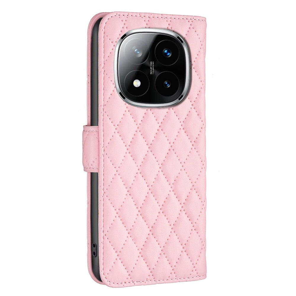 BINFEN COLOR BF Style-14 For Xiaomi Redmi Note 14 Pro+ 5G / Note 14 Pro 5G / Poco X7 5G Case Rhombus Phone Leather Cover Stand