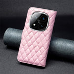 BINFEN COLOR BF Style-14 For Xiaomi Redmi Note 14 Pro+ 5G / Note 14 Pro 5G / Poco X7 5G Case Rhombus Phone Leather Cover Stand