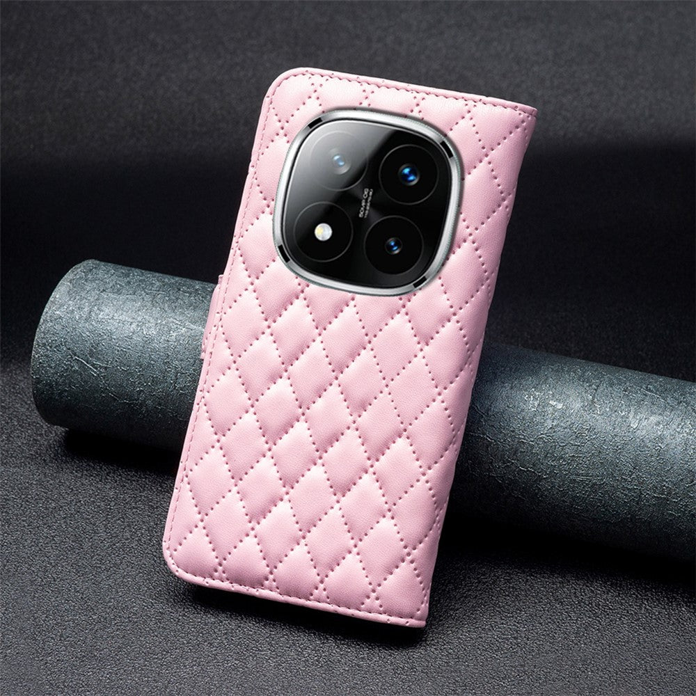 BINFEN COLOR BF Style-14 For Xiaomi Redmi Note 14 Pro+ 5G / Note 14 Pro 5G / Poco X7 5G Case Rhombus Phone Leather Cover Stand
