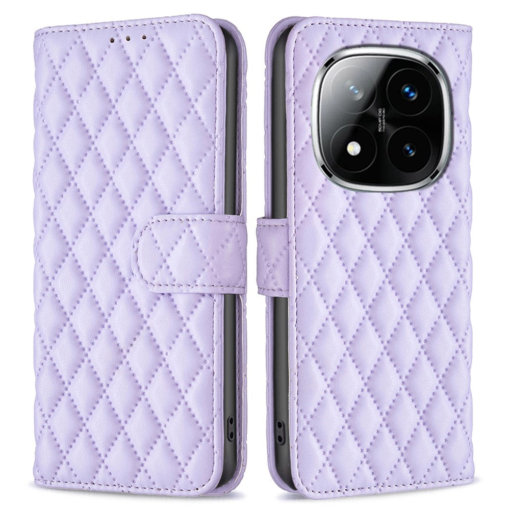 BINFEN COLOR BF Style-14 For Xiaomi Redmi Note 14 Pro+ 5G / Note 14 Pro 5G / Poco X7 5G Case Rhombus Phone Leather Cover Stand
