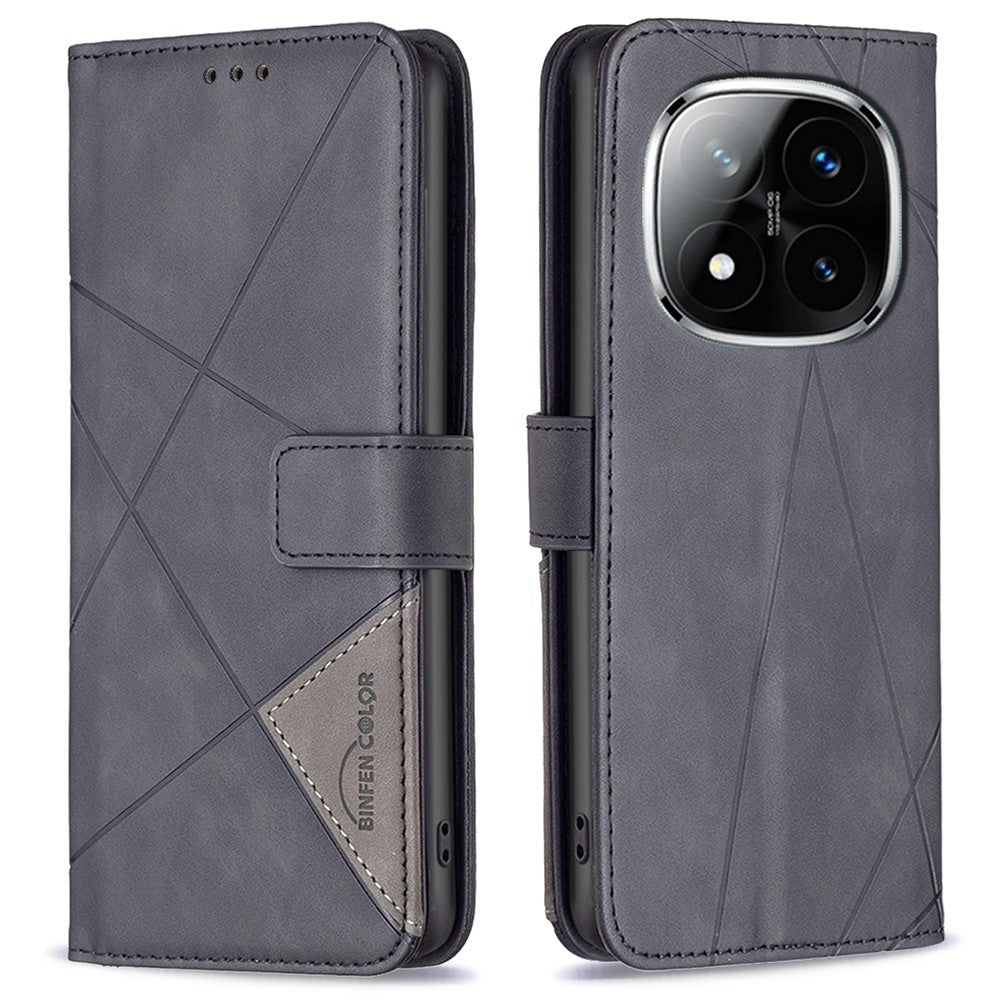 BINFEN COLOR For Xiaomi Redmi Note 14 Pro+ 5G / Note 14 Pro 5G / Poco X7 5G Phone Cases Wallet Stand Geometry Imprint Leather Cover
