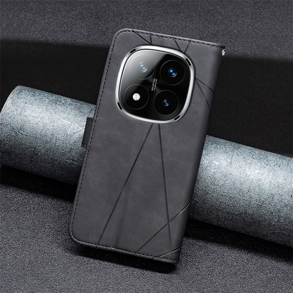 BINFEN COLOR For Xiaomi Redmi Note 14 Pro+ 5G / Note 14 Pro 5G / Poco X7 5G Phone Cases Wallet Stand Geometry Imprint Leather Cover