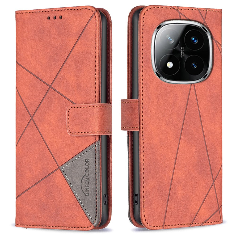 BINFEN COLOR For Xiaomi Redmi Note 14 Pro+ 5G / Note 14 Pro 5G / Poco X7 5G Phone Cases Wallet Stand Geometry Imprint Leather Cover
