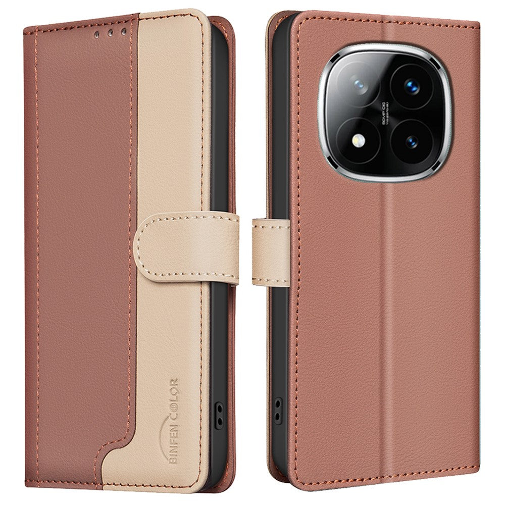 BINFEN COLOR BF33 for Xiaomi Redmi Note 14 Pro+ 5G / Note 14 Pro 5G / Poco X7 5G Leather Case Splicing Color RFID Blocking