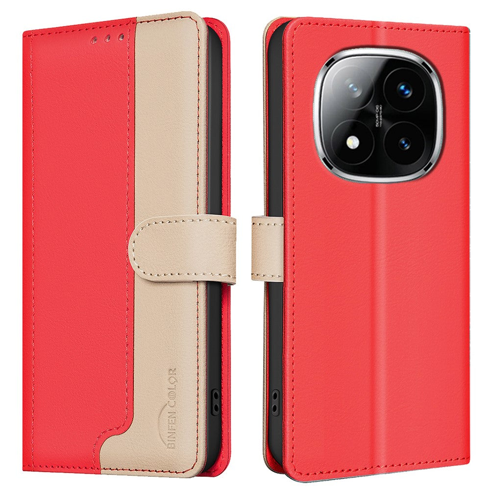 BINFEN COLOR BF33 for Xiaomi Redmi Note 14 Pro+ 5G / Note 14 Pro 5G / Poco X7 5G Leather Case Splicing Color RFID Blocking