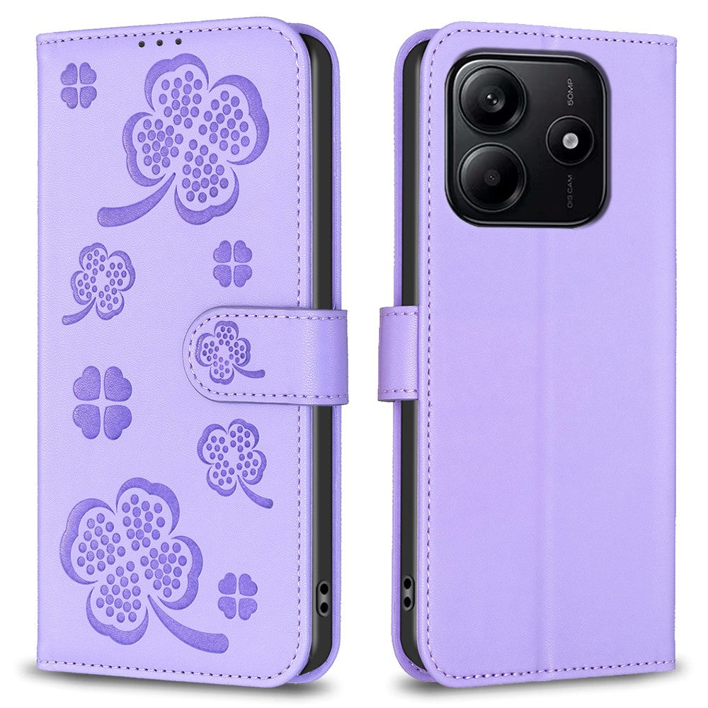 For Xiaomi Redmi Note 14 5G Case Clover Pattern Wallet Stand View Leather Phone Cover