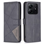 BINFEN COLOR For Xiaomi Redmi Note 14 5G Phone Cases Wallet Stand Geometry Imprint Leather Cover