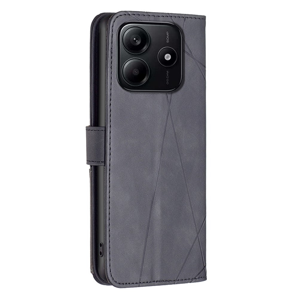 BINFEN COLOR For Xiaomi Redmi Note 14 5G Phone Cases Wallet Stand Geometry Imprint Leather Cover