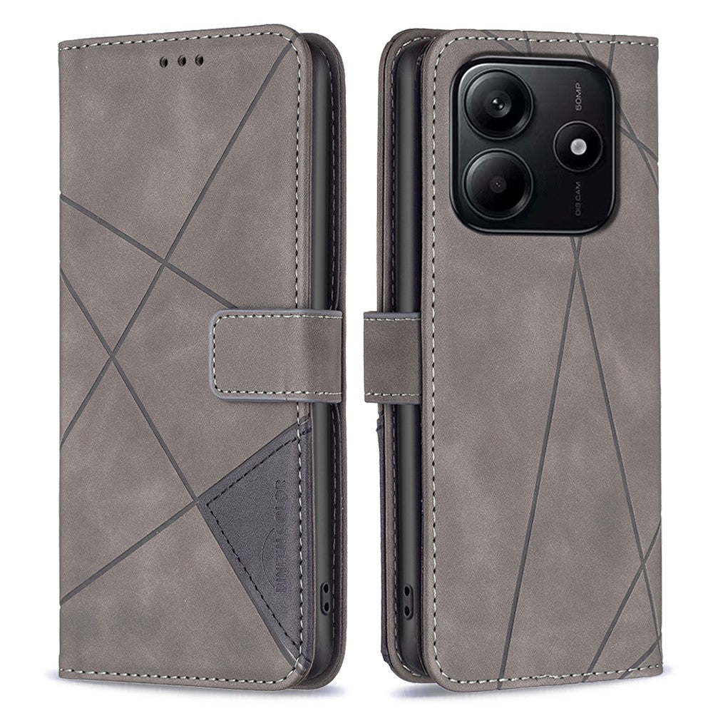 BINFEN COLOR For Xiaomi Redmi Note 14 5G Phone Cases Wallet Stand Geometry Imprint Leather Cover