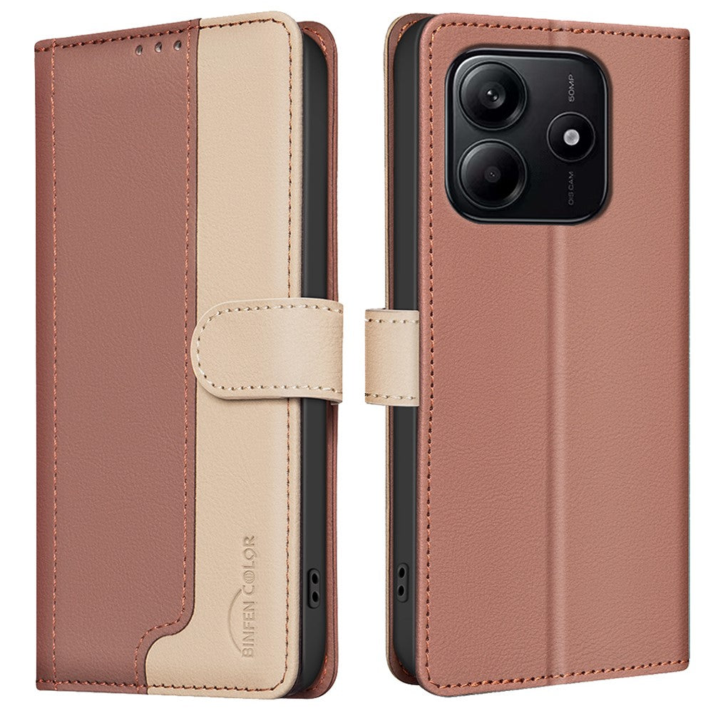 BINFEN COLOR BF33 for Xiaomi Redmi Note 14 5G Leather Case Splicing Color RFID Blocking