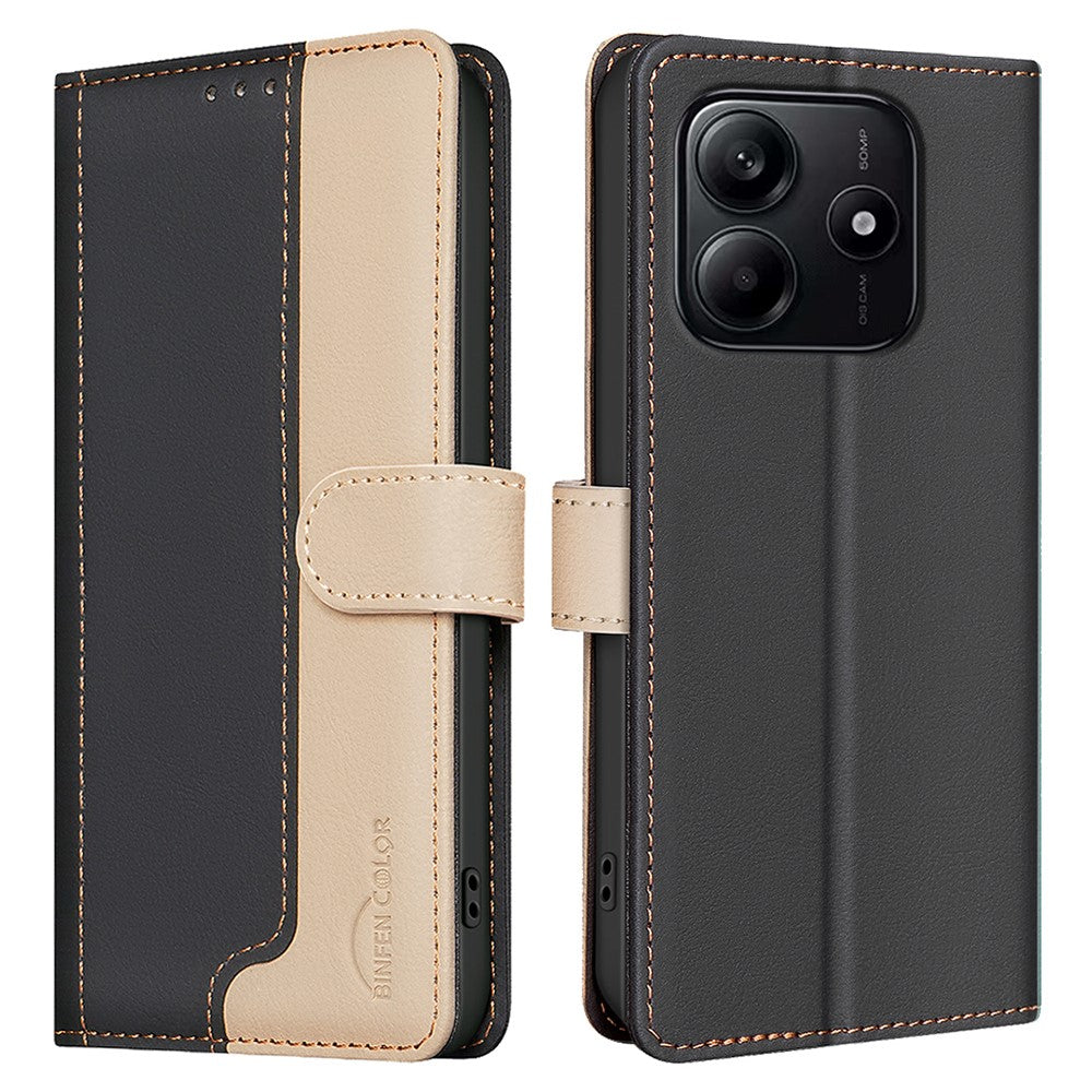 BINFEN COLOR BF33 for Xiaomi Redmi Note 14 5G Leather Case Splicing Color RFID Blocking
