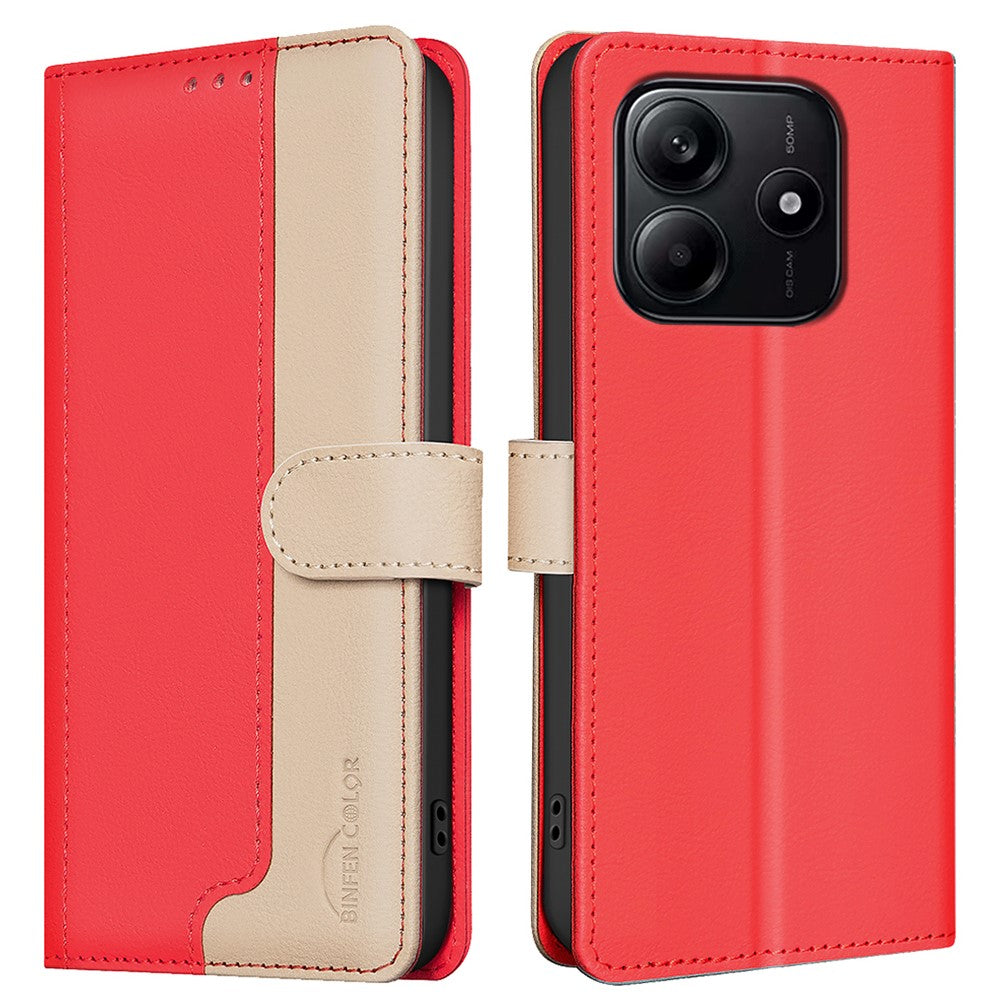 BINFEN COLOR BF33 for Xiaomi Redmi Note 14 5G Leather Case Splicing Color RFID Blocking
