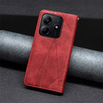 For Xiaomi Redmi Note 14 5G Case Card Slots Geometry Imprint Leather Phone Cover