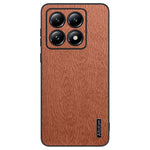 For Xiaomi 14T Case Wood Texture PU Leather Coated PC+TPU Phone Cover