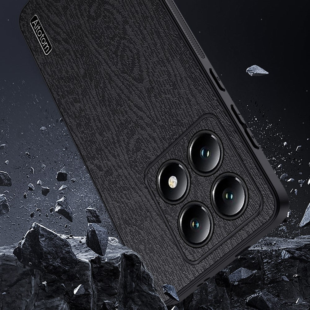 For Xiaomi 14T Pro Case Wood Texture PU Leather Coated PC+TPU Phone Cover