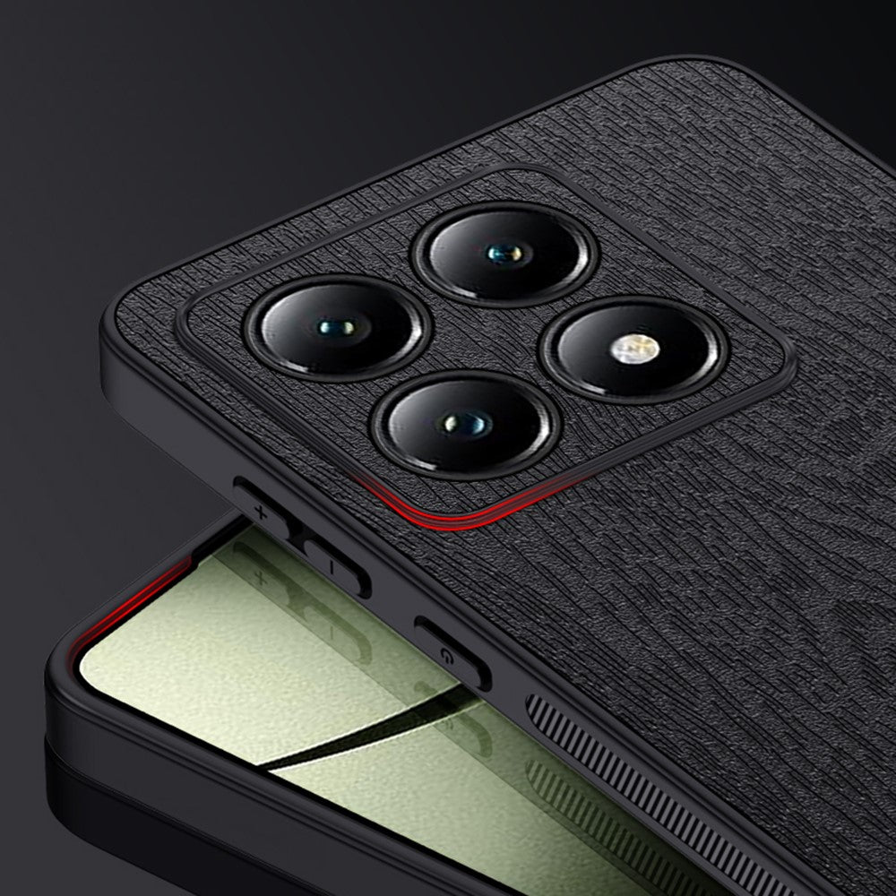 Xiaomi 14T Pro-skal med trästruktur, PU-läderbeläggning, PC+TPU-mobilskal