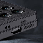 For Xiaomi 14T Pro Case Wood Texture PU Leather Coated PC+TPU Phone Cover