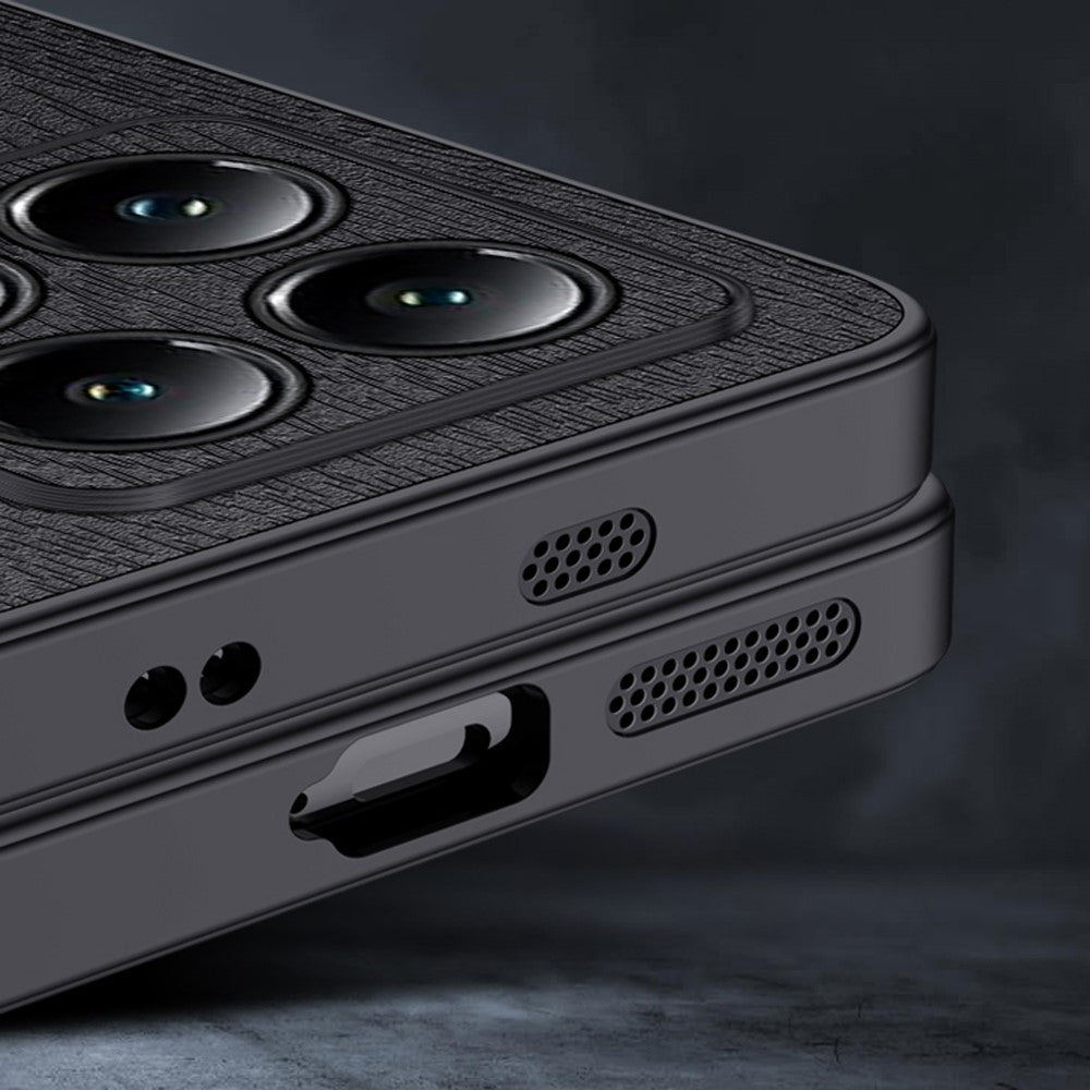 Xiaomi 14T Pro-skal med trästruktur, PU-läderbeläggning, PC+TPU-mobilskal