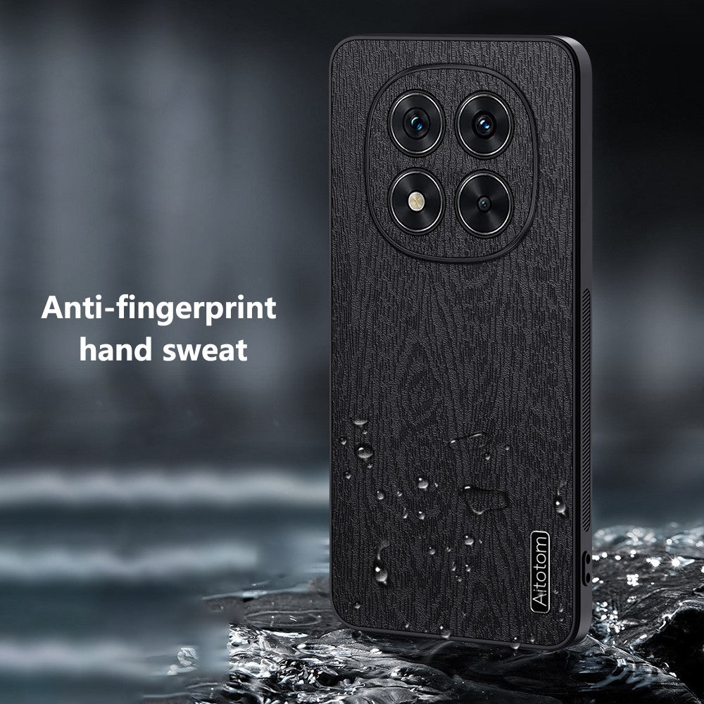 For Xiaomi Redmi Note 14 Pro 5G / Poco X7 5G Case Wood Texture PU Leather Coated PC+TPU Phone Cover