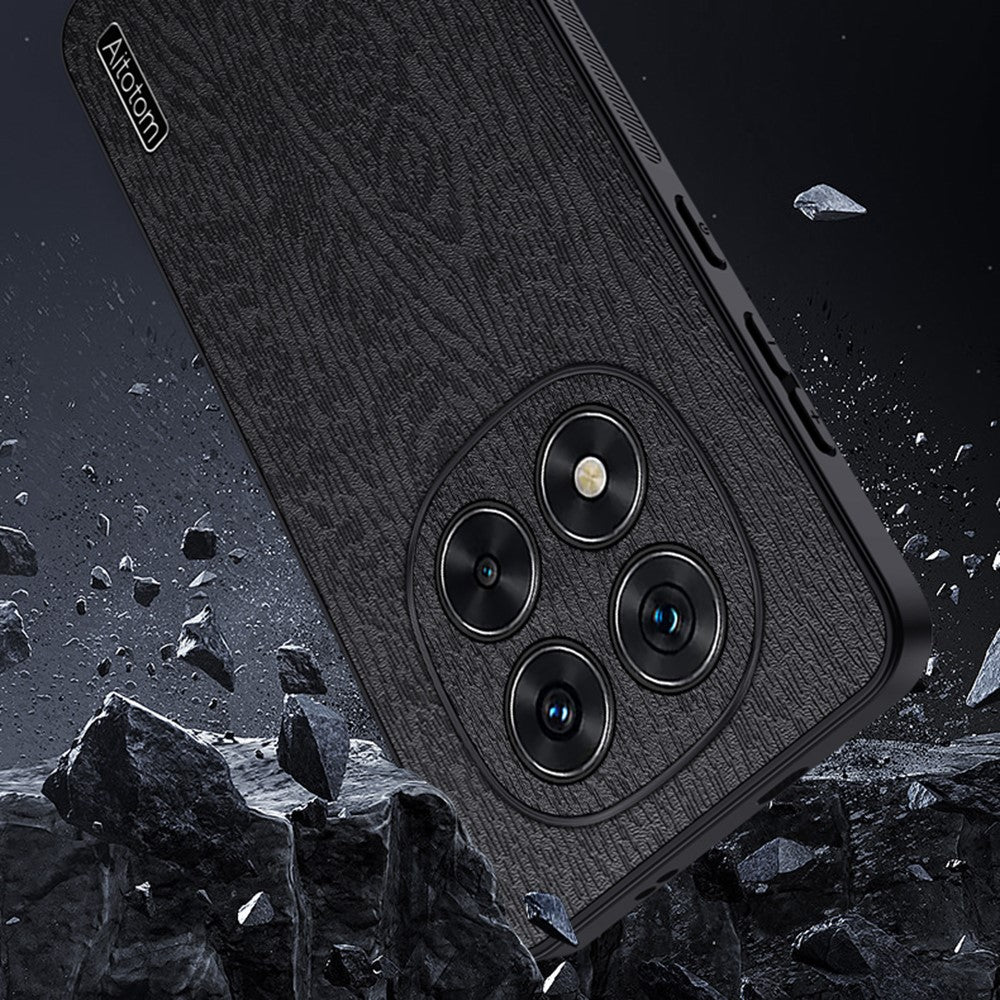 For Xiaomi Redmi Note 14 Pro 5G / Poco X7 5G Case Wood Texture PU Leather Coated PC+TPU Phone Cover